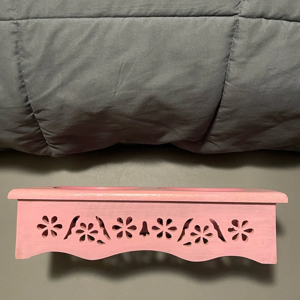 Pink Wooden Pet Bowl Stand